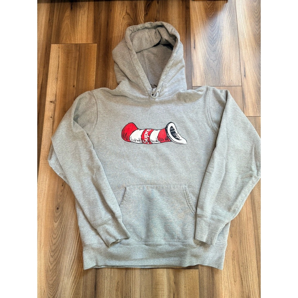 Supreme Dr Seuss Cat In The Hat Hoodie Sweatshirt Gray M Medium FW18 Hoodie